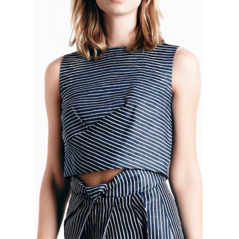 Striped Navy Crop Top